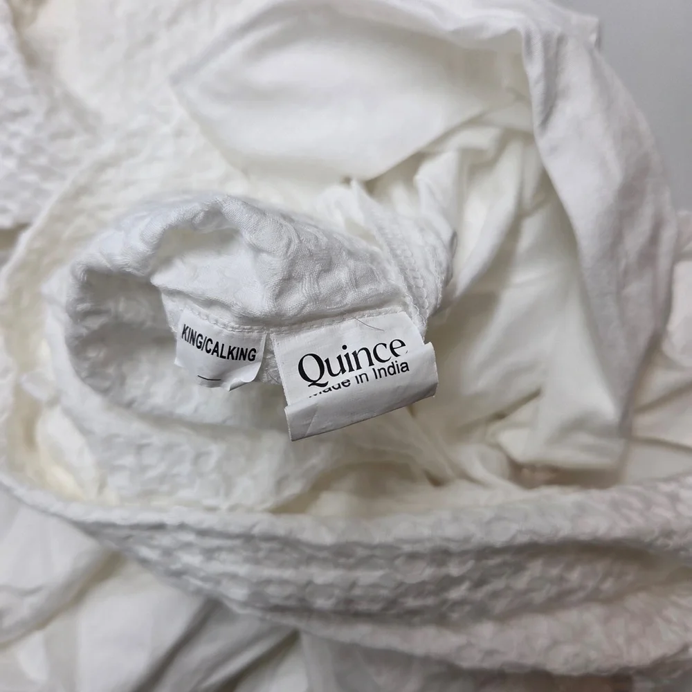 QUINCE Organic Luxe Honeycomb Duvet Cover King/Cal King White 6279